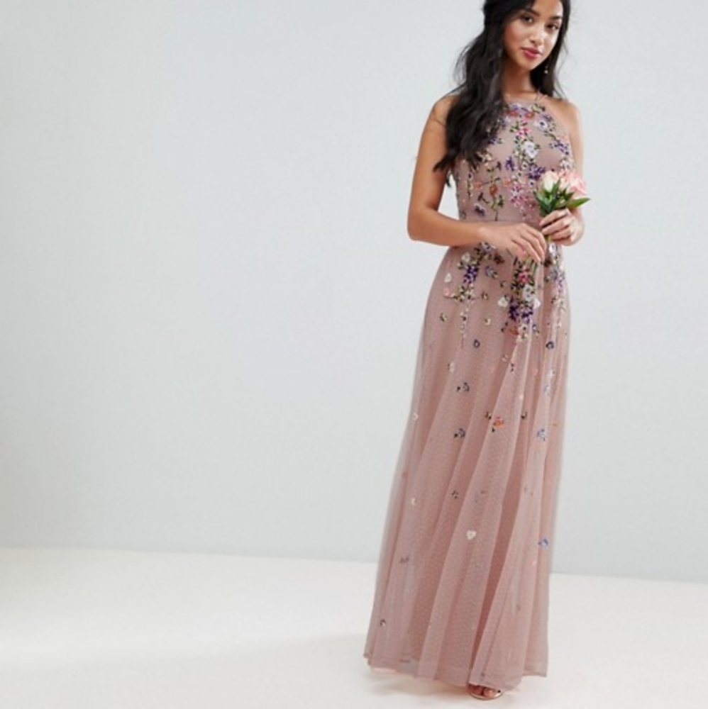 Asos petite floral embroidered maxi dress